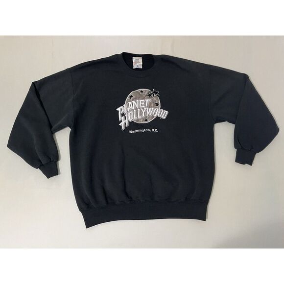 Vintage 90s Embroidered Crew Neck Sweatshirt‎ XL PLANET HOLLYWOOD Washington DC - Picture 1 of 7